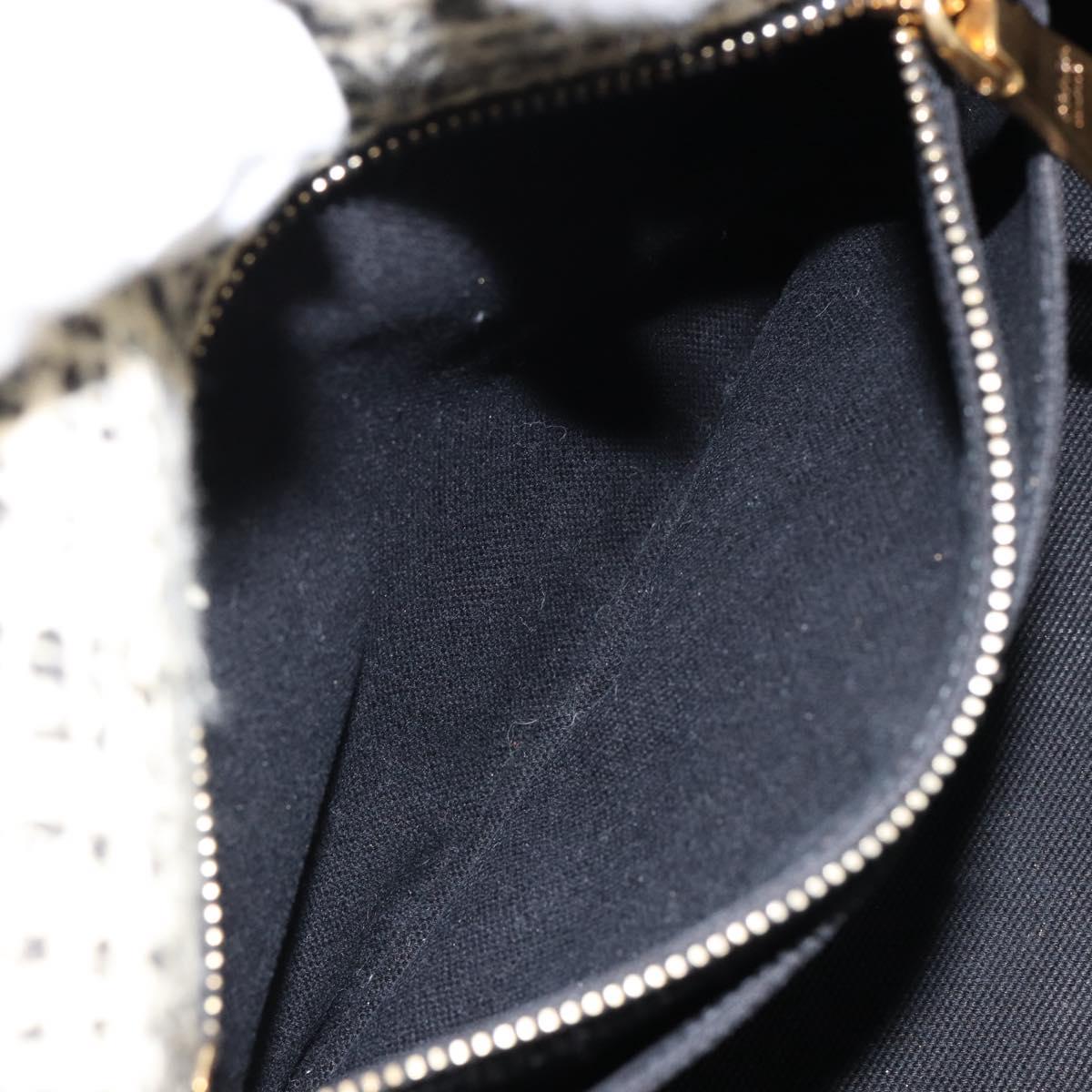 PRADA Canapa MM Hand Bag Tweed White Gold Auth ep12170