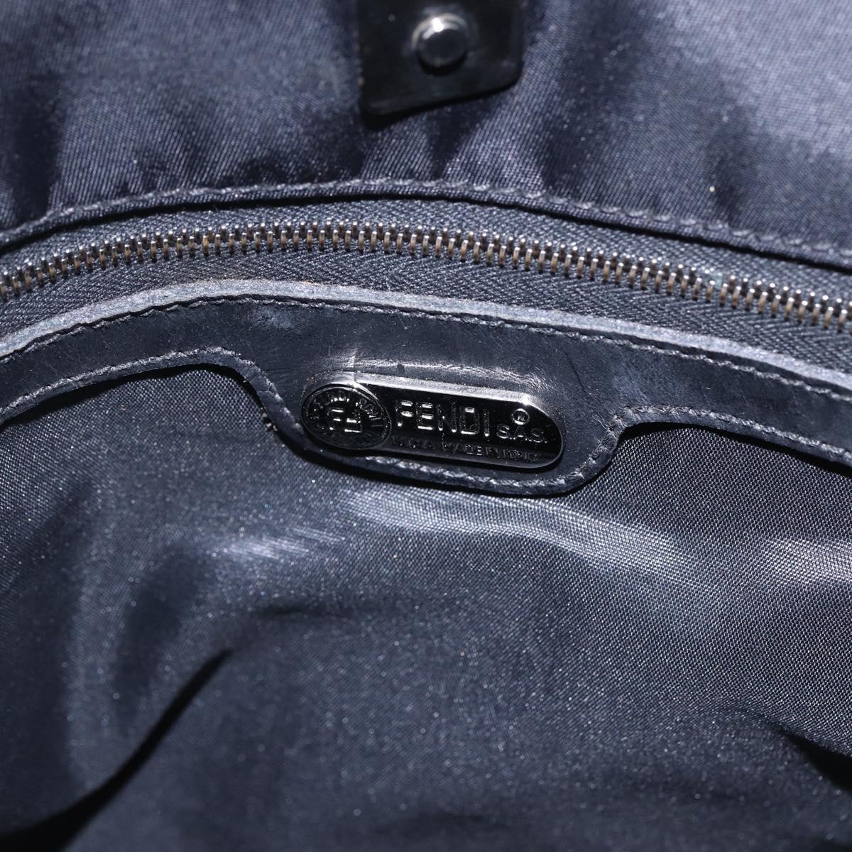 FENDI Tote Bag Nylon Black Silver Auth ep12172
