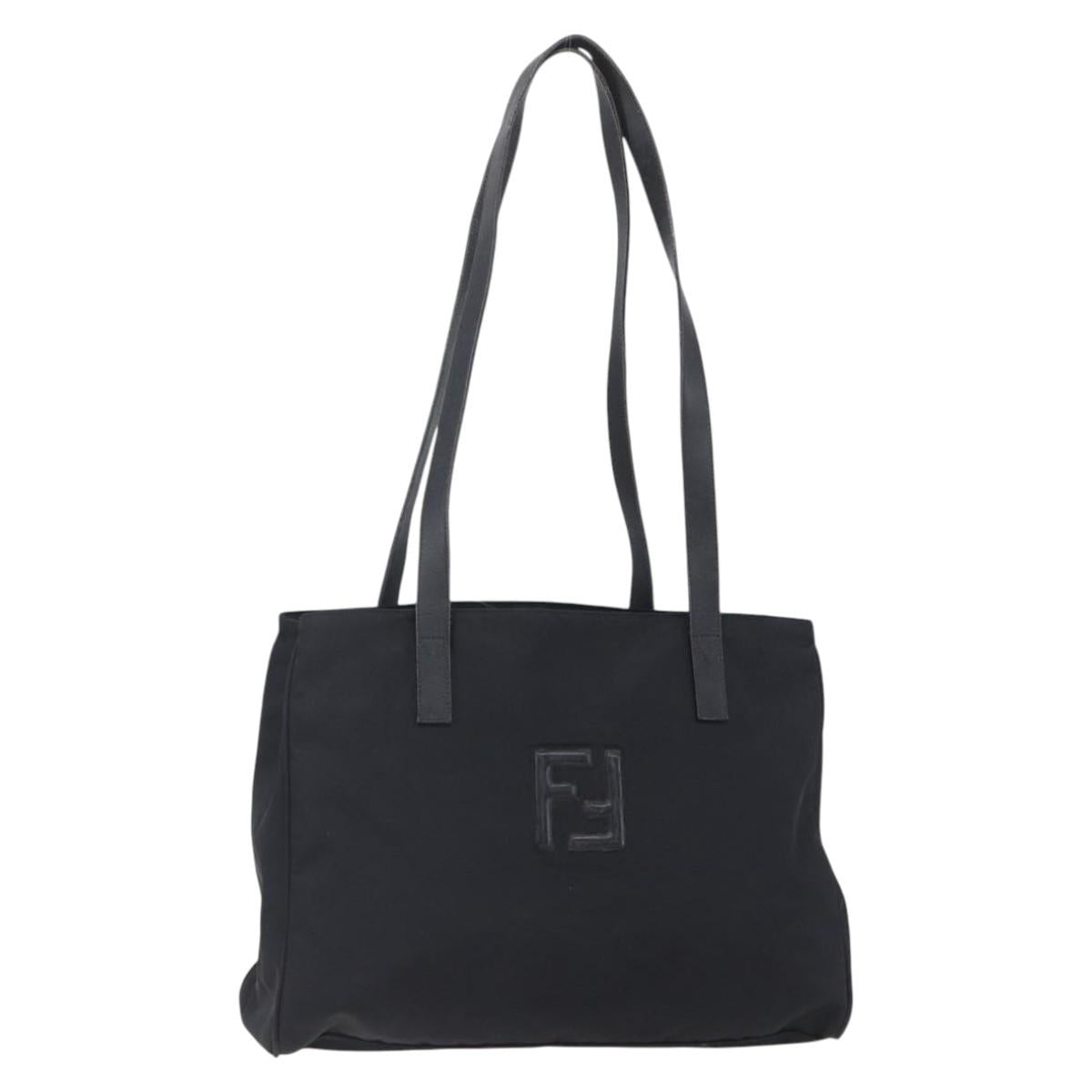 FENDI Tote Bag Nylon Black Silver Auth ep12172