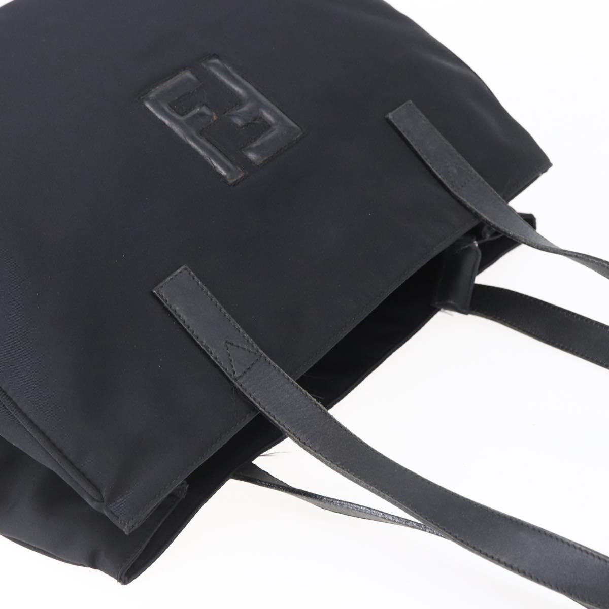 FENDI Tote Bag Nylon Black Silver Auth ep12172