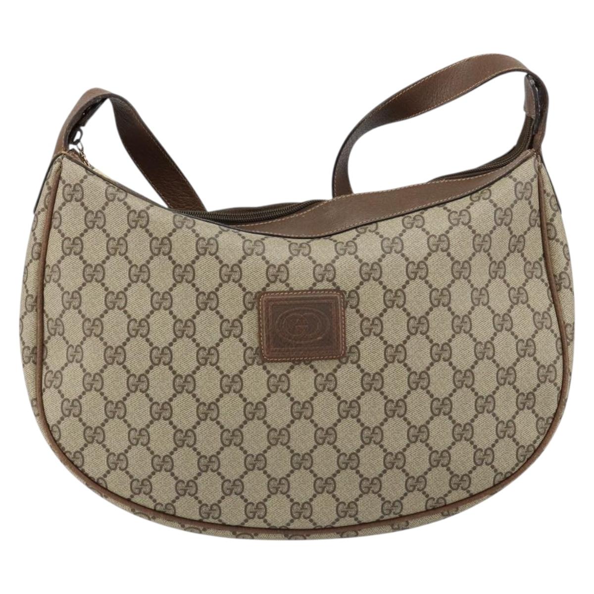GUCCI GG Supreme Shoulder Bag PVC Beige Gold Auth ep12173