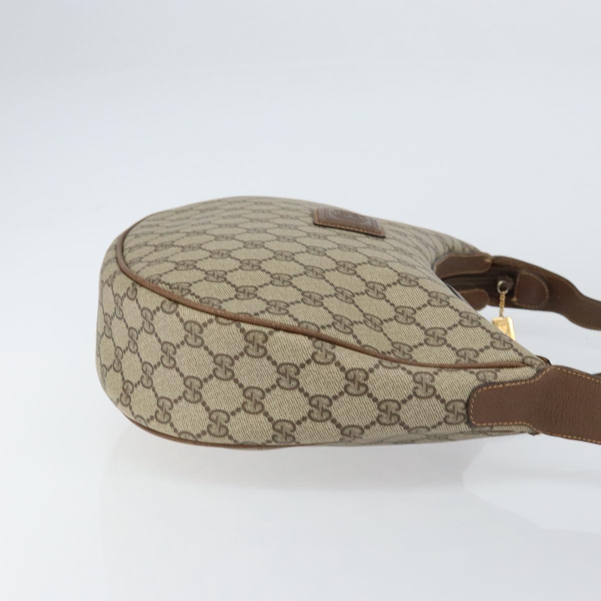 GUCCI GG Supreme Shoulder Bag PVC Beige Gold Auth ep12173