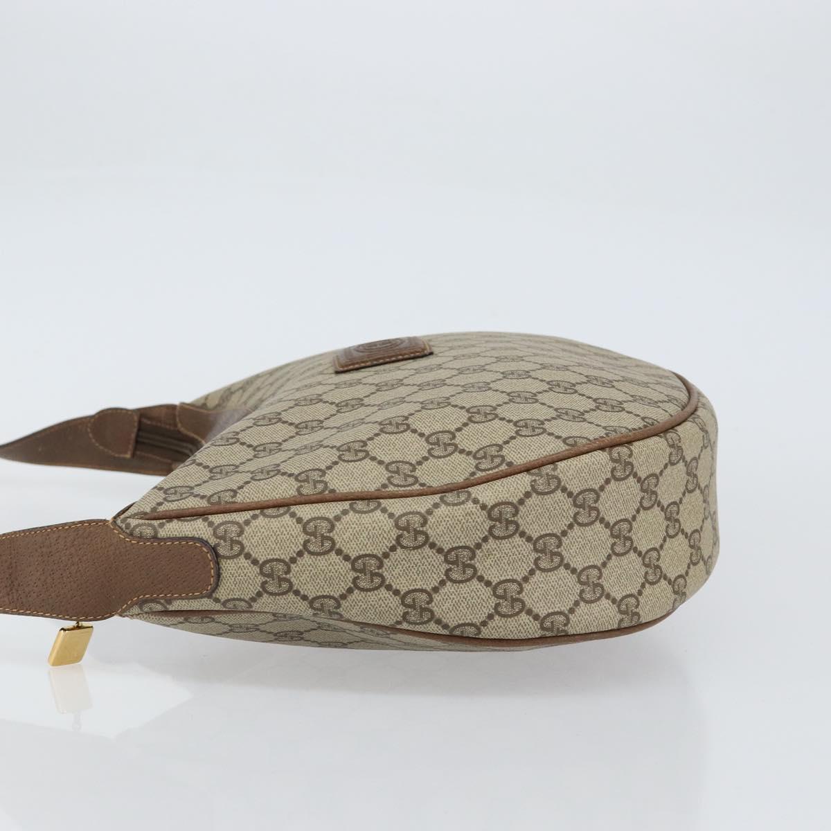 GUCCI GG Supreme Shoulder Bag PVC Beige Gold Auth ep12173