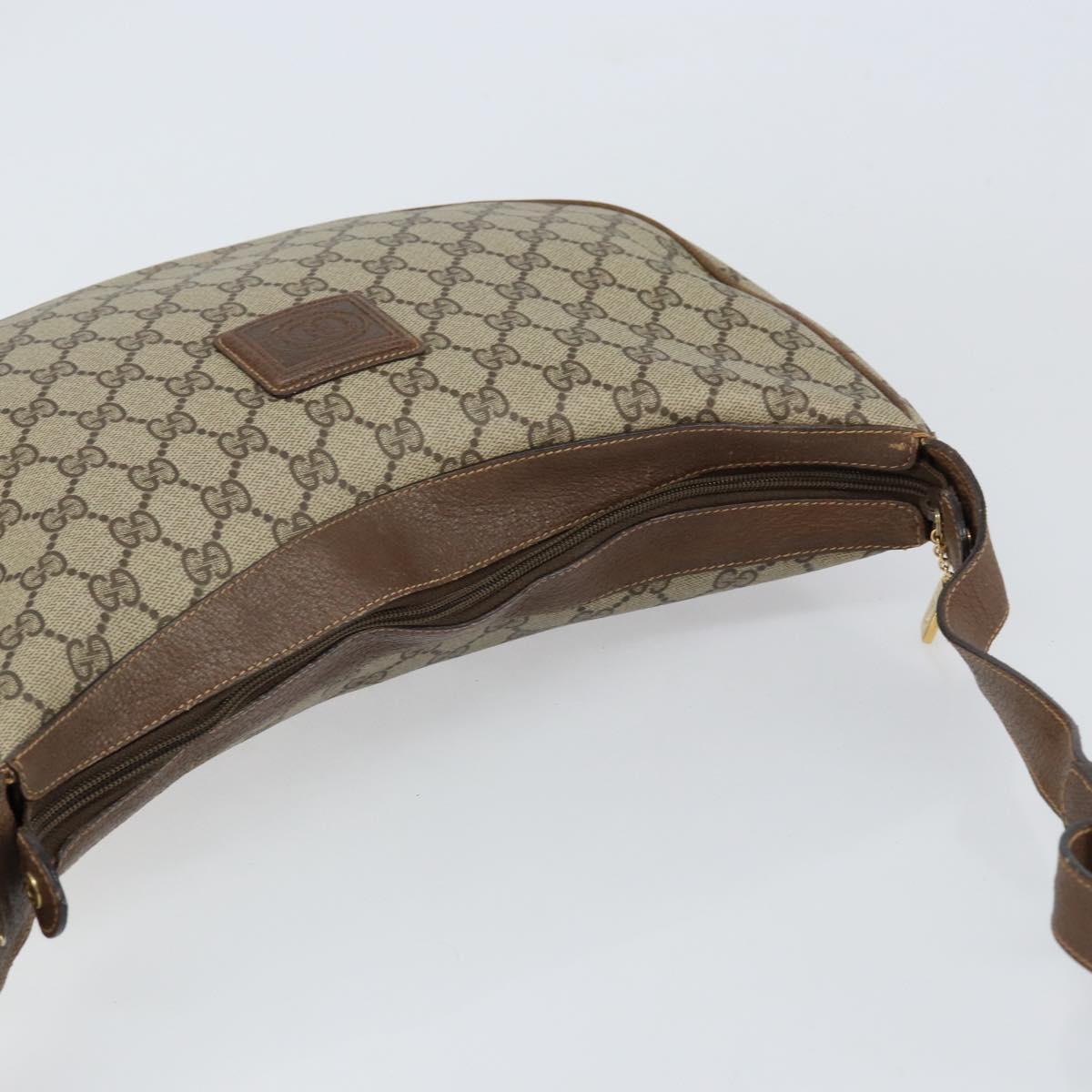 GUCCI GG Supreme Shoulder Bag PVC Beige Gold Auth ep12173