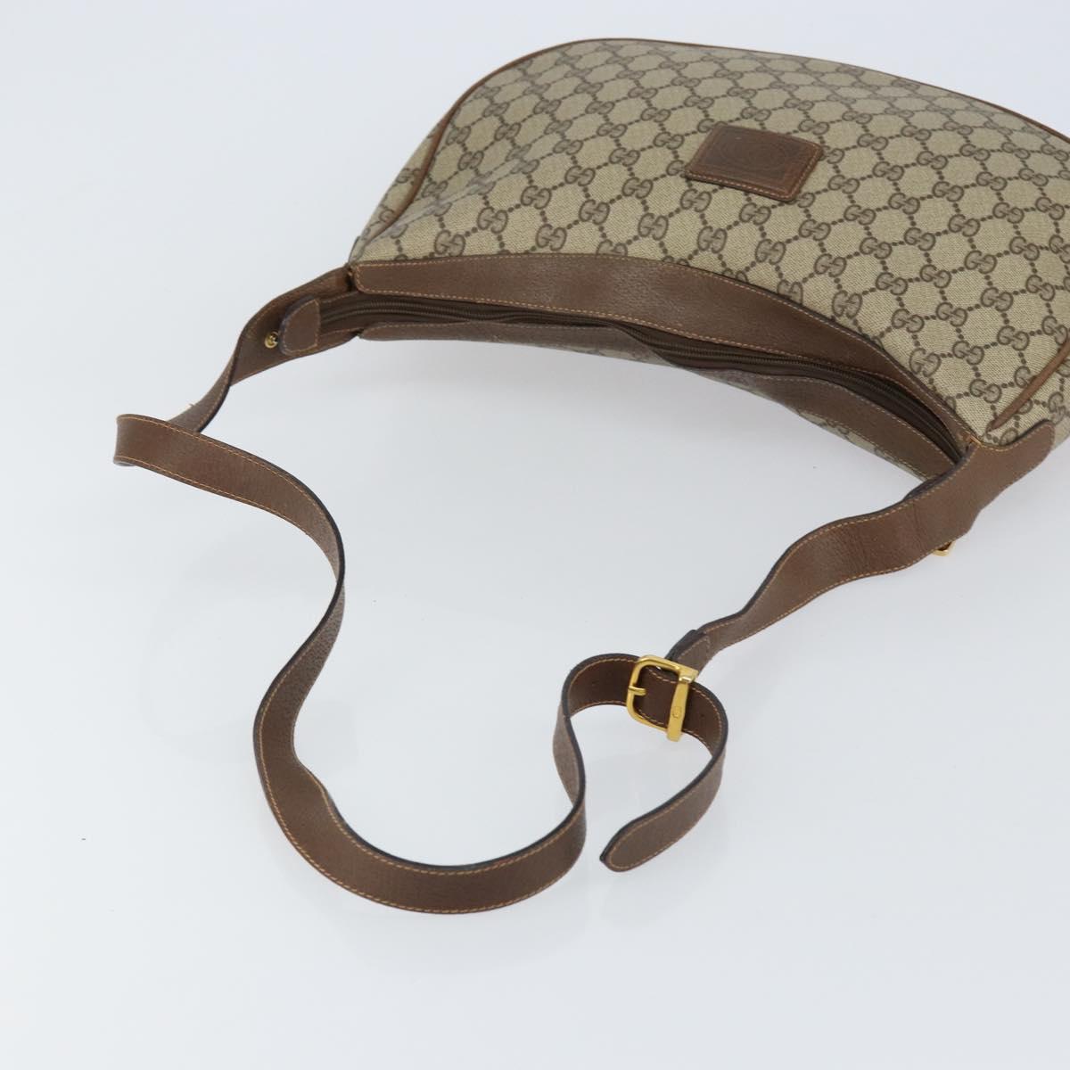 GUCCI GG Supreme Shoulder Bag PVC Beige Gold Auth ep12173