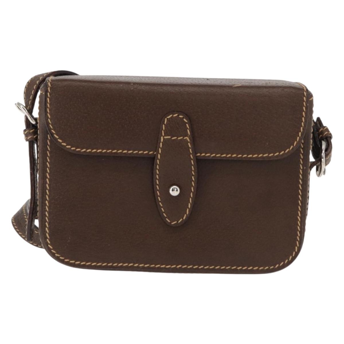 GUCCI Cigar Case Shoulder Bag Leather Brown Auth ep12178