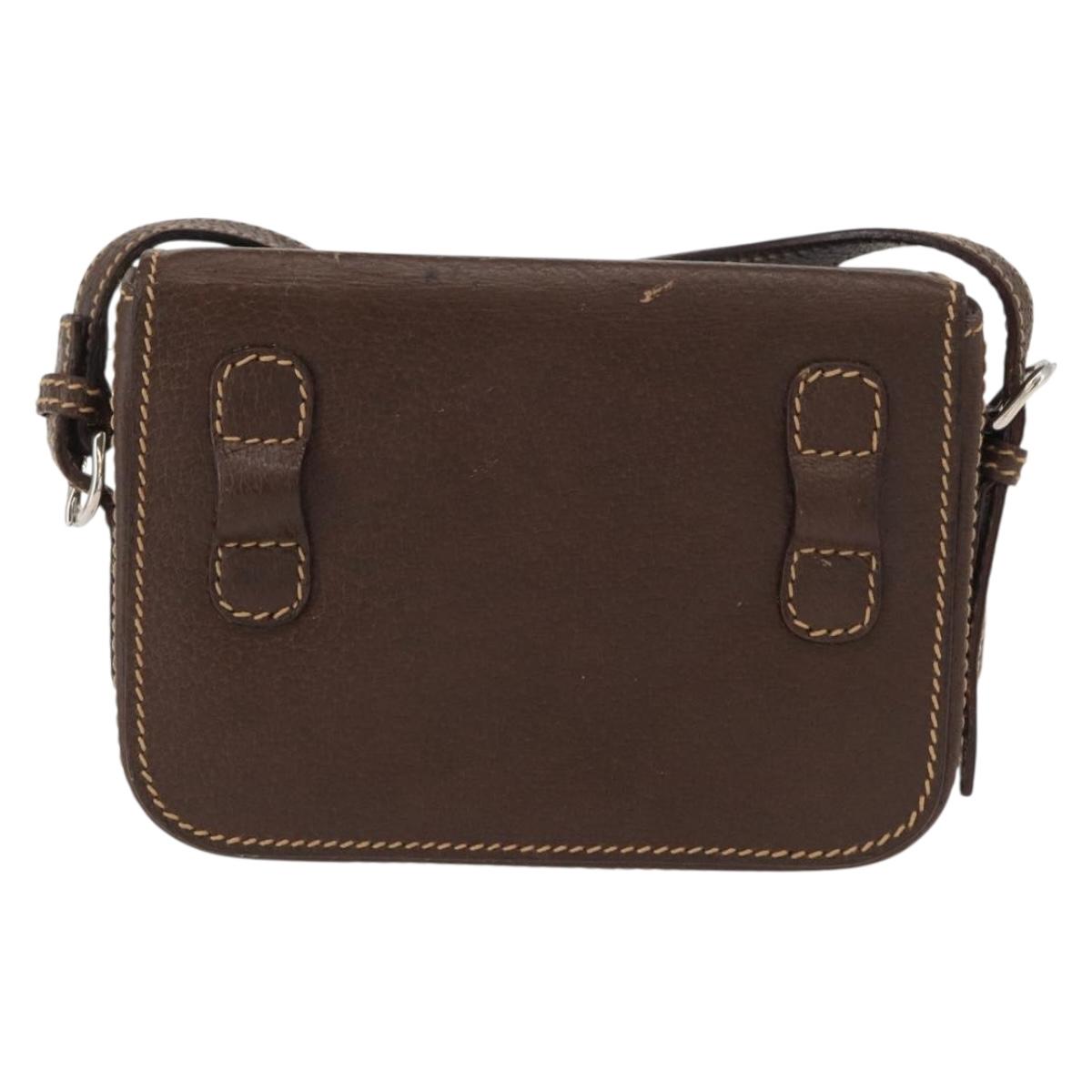 GUCCI Cigar Case Shoulder Bag Leather Brown Auth ep12178