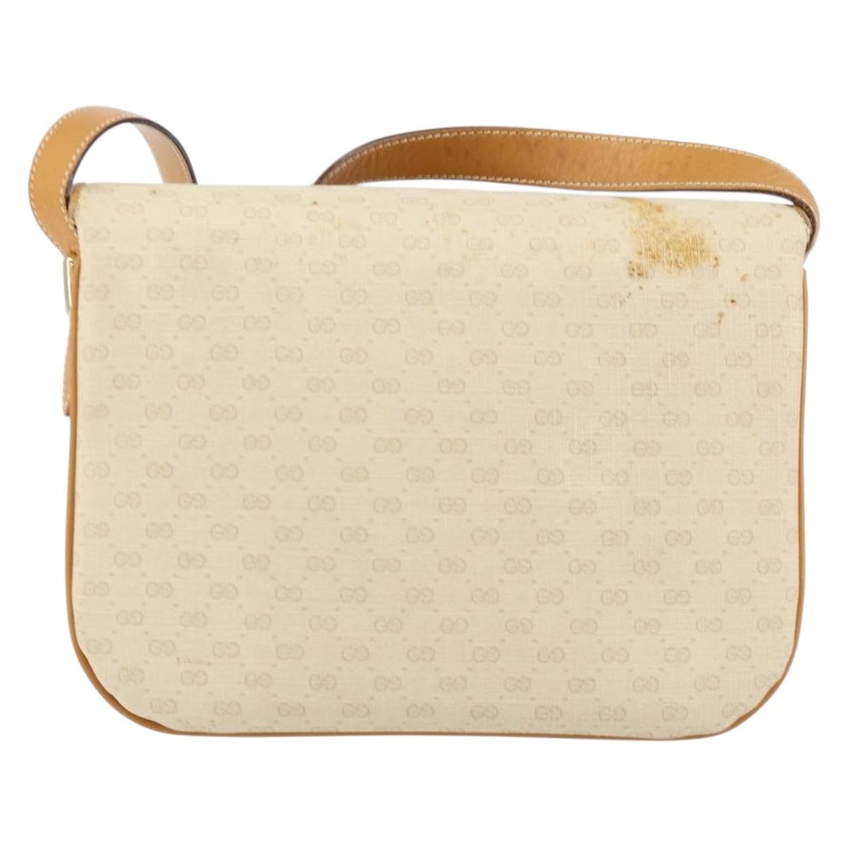 GUCCI Micro GG Supreme Shoulder Bag PVC Ivory Gold 001 406 1780 Auth ep12179