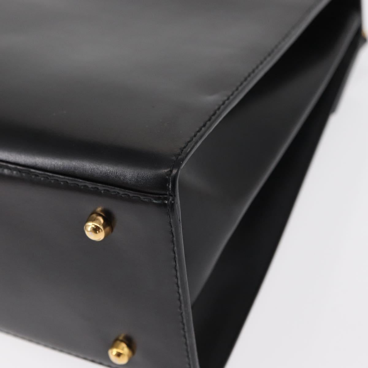 GUCCI Hand Bag Leather 2way Gold Black 000 406 0258 Auth ep12180V