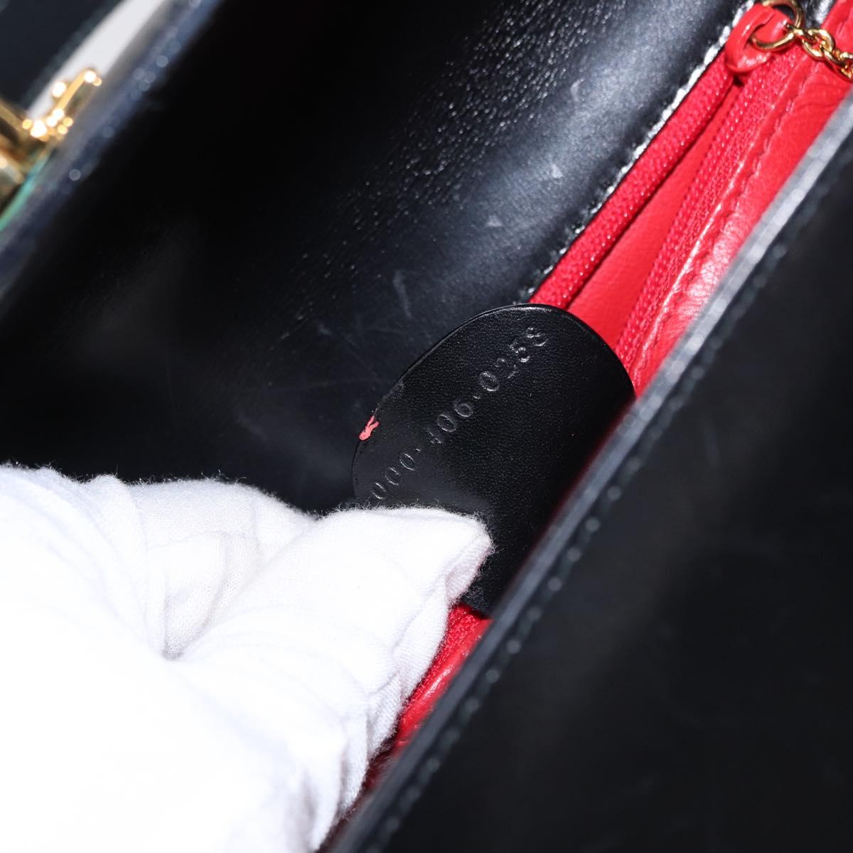 GUCCI Hand Bag Leather 2way Gold Black 000 406 0258 Auth ep12180V