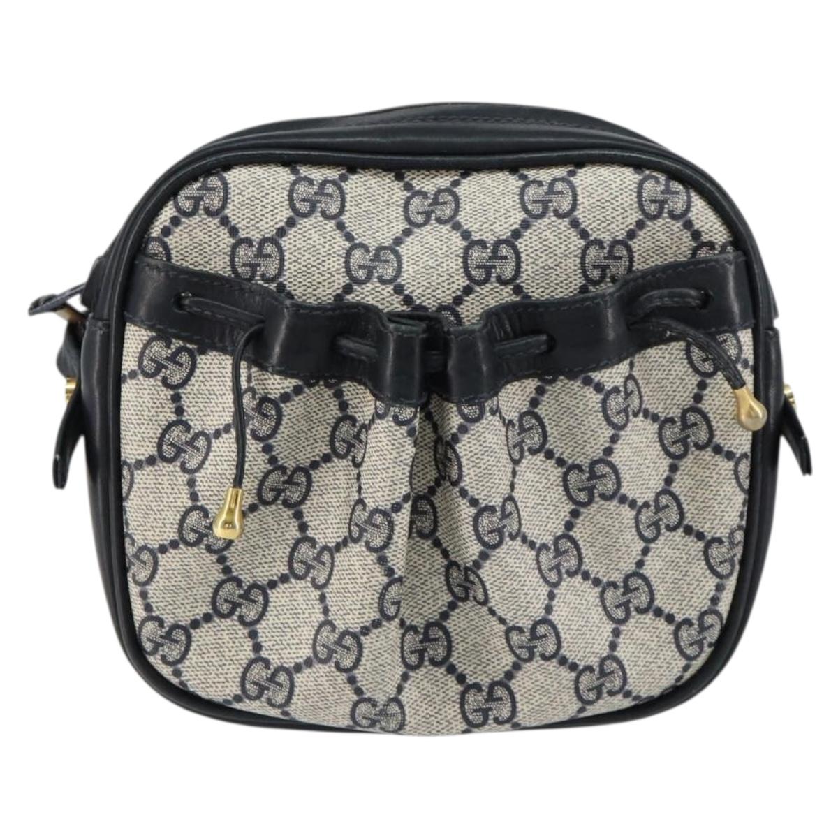 GUCCI GG Supreme Shoulder Bag PVC Navy Gold Auth ep12182