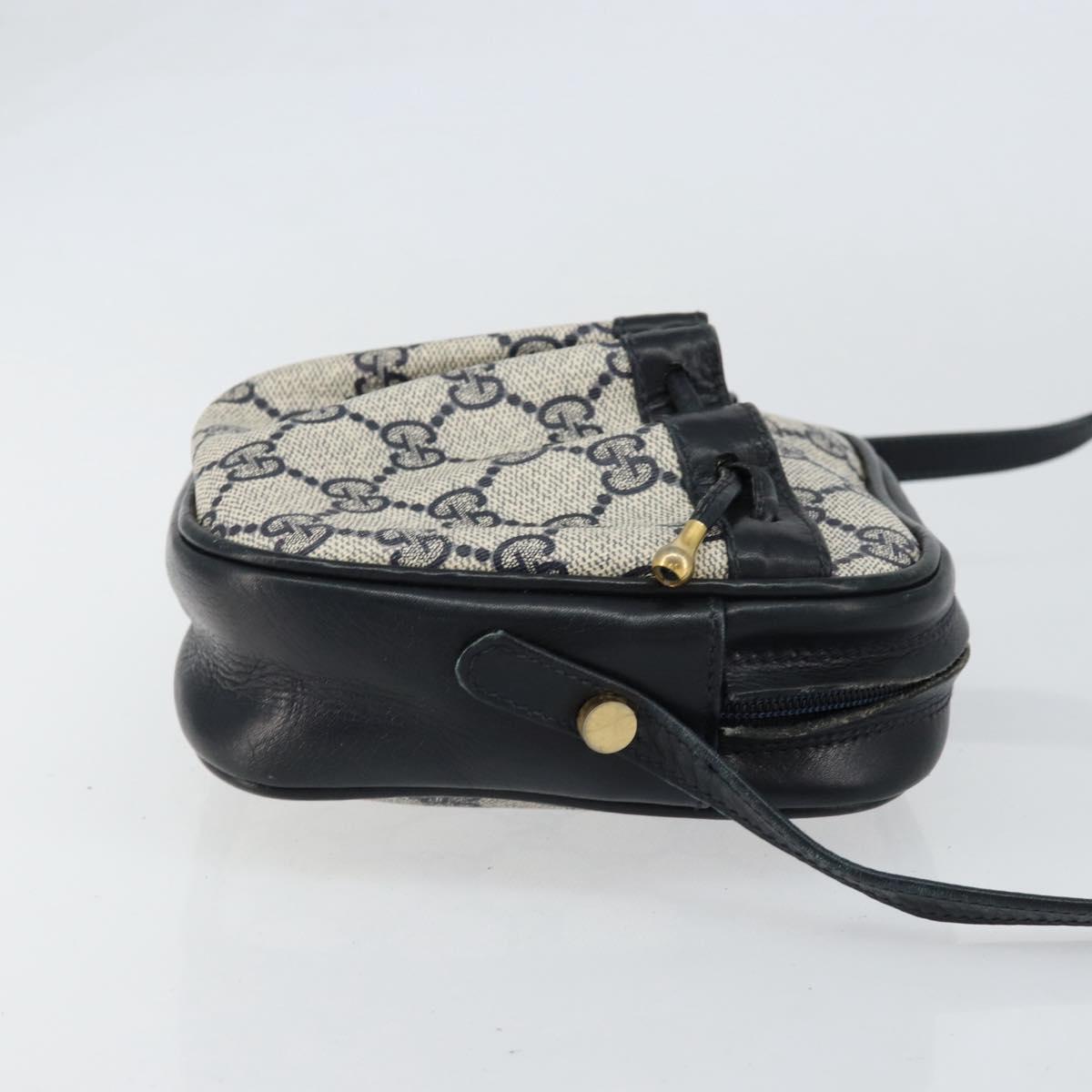 GUCCI GG Supreme Shoulder Bag PVC Navy Gold Auth ep12182