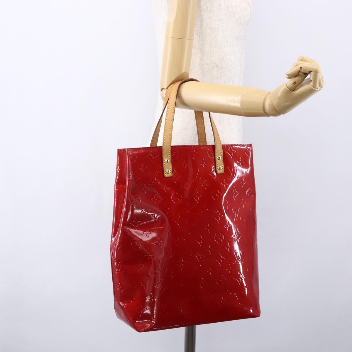 LOUIS VUITTON Monogram Vernis Reade MM Hand Bag Red Rouge M91086 LV Auth ep12185