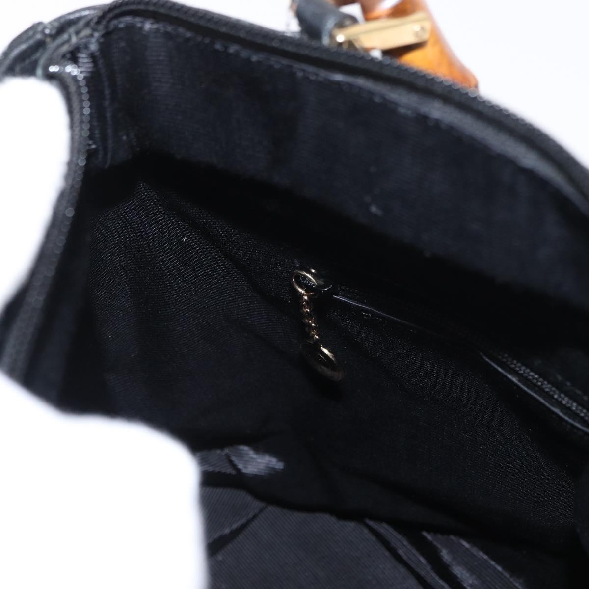 GUCCI Bamboo Hand Bag Leather 2way Black Gold 002 3754 0508 Auth ep12188