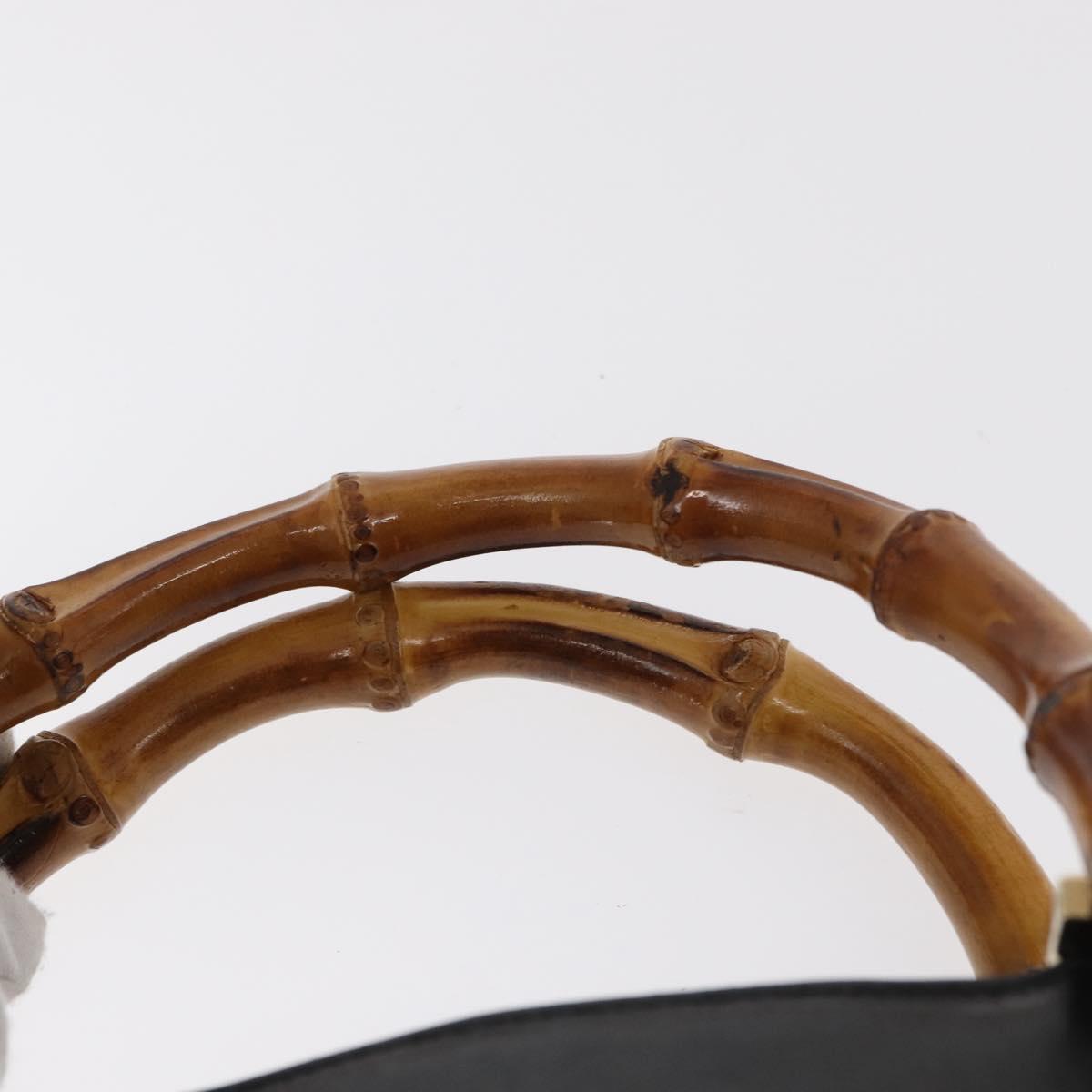 GUCCI Bamboo Hand Bag Leather 2way Black Gold 002 3754 0508 Auth ep12188