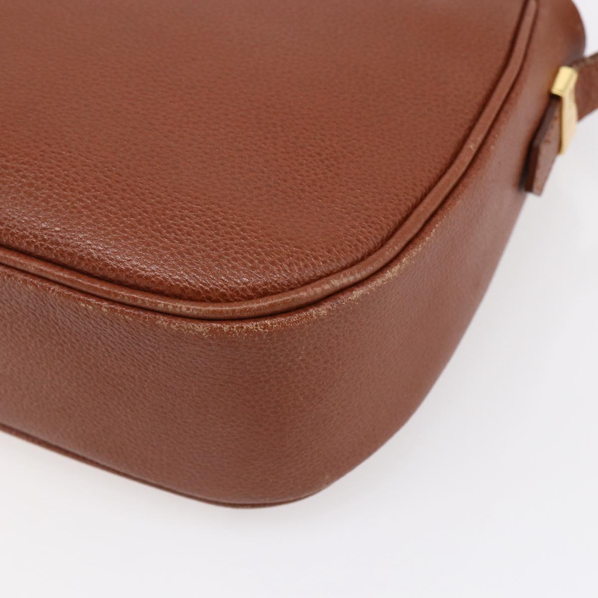 SAINT LAURENT Shoulder Bag Leather Brown Gold Auth ep12190