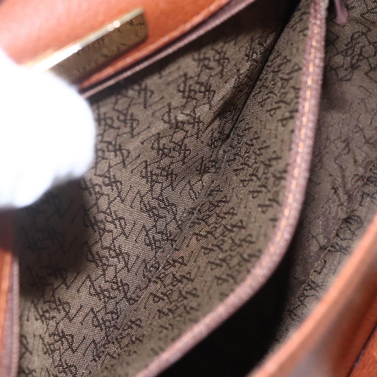 SAINT LAURENT Shoulder Bag Leather Brown Gold Auth ep12190