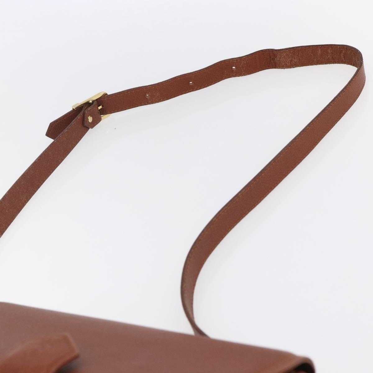 SAINT LAURENT Shoulder Bag Leather Brown Gold Auth ep12190