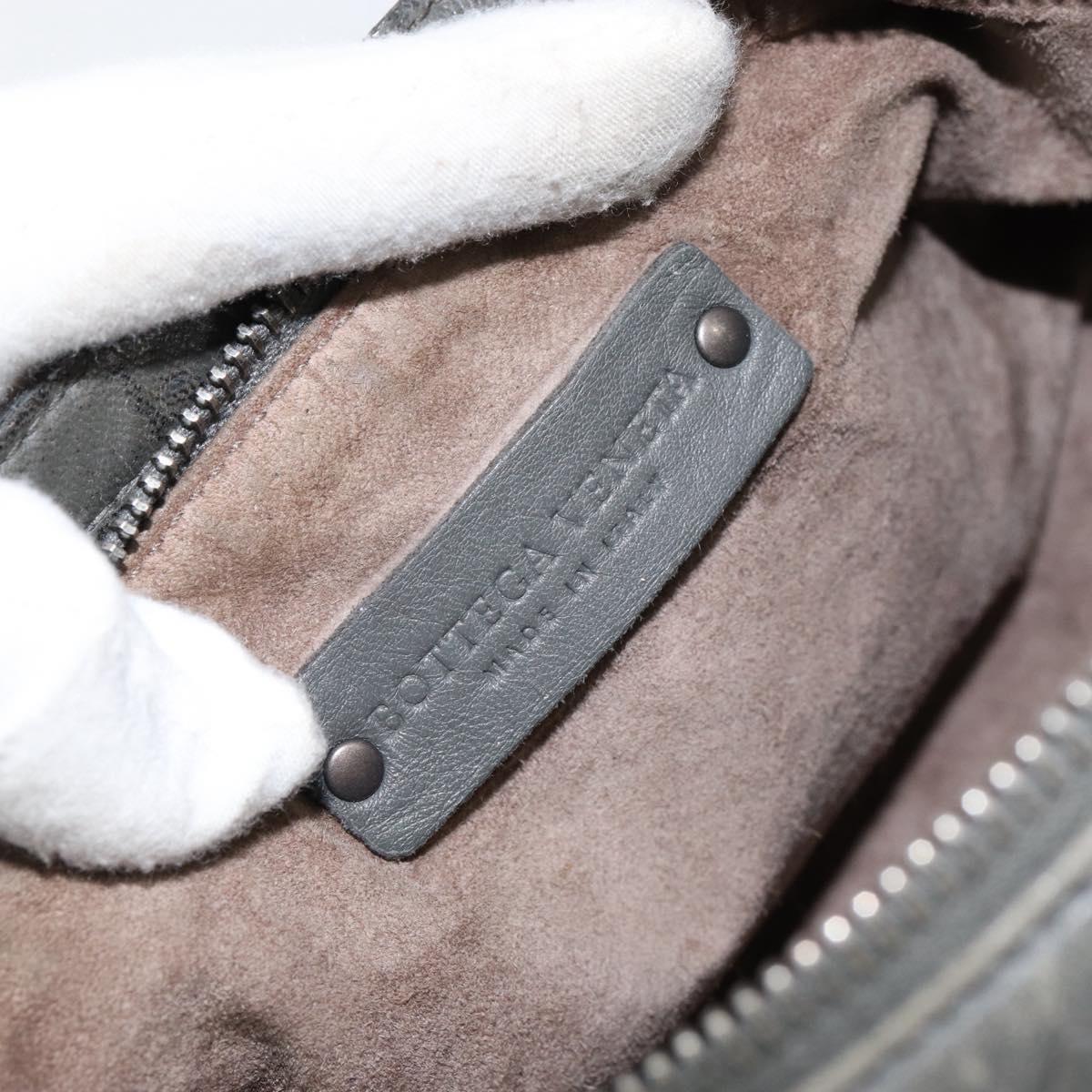 BOTTEGA VENETA INTRECCIATO Shoulder Bag Leather Gray Auth ep12194