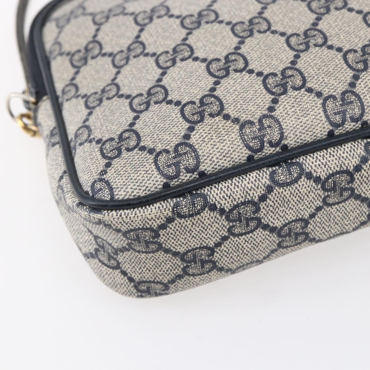 GUCCI GG Supreme Shoulder Bag PVC Navy Gold 97 02 068 Auth ep12195