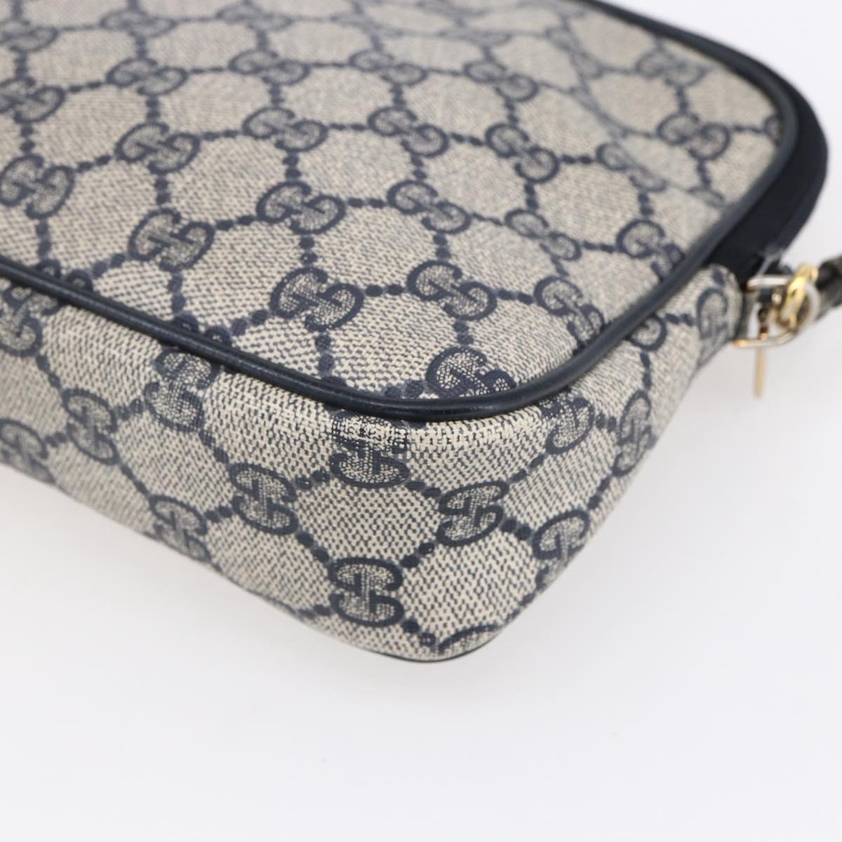 GUCCI GG Supreme Shoulder Bag PVC Navy Gold 97 02 068 Auth ep12195