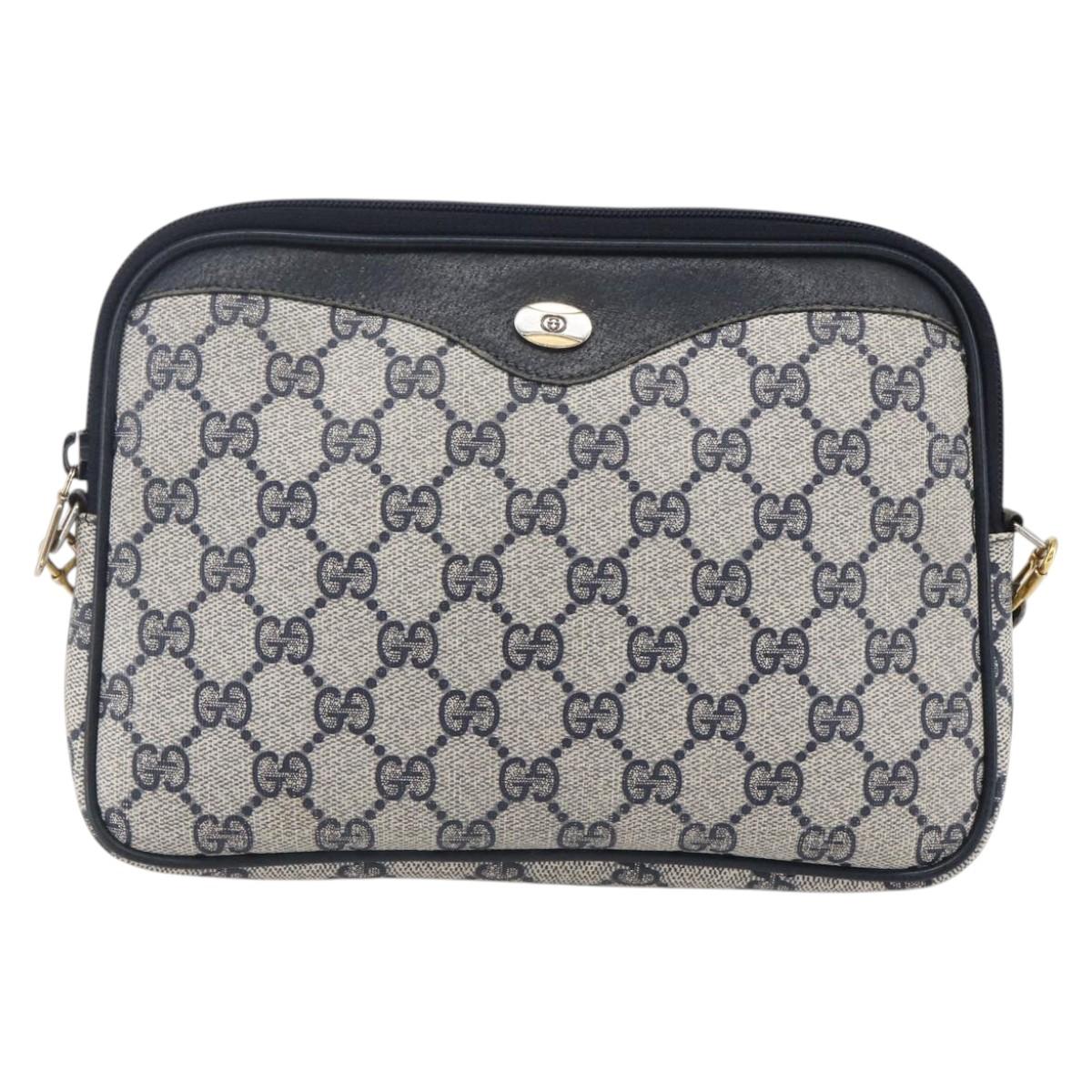 GUCCI GG Supreme Shoulder Bag PVC Navy Gold 97 02 068 Auth ep12195