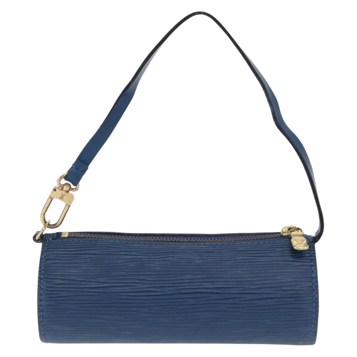 LOUIS VUITTON Epi Soufflot Pouch Pouch Blue LV Auth ep12199