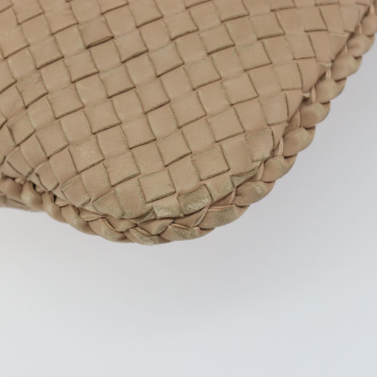 BOTTEGA VENETA INTRECCIATO Hobo Shoulder Bag Leather Beige 115653 Auth ep12202