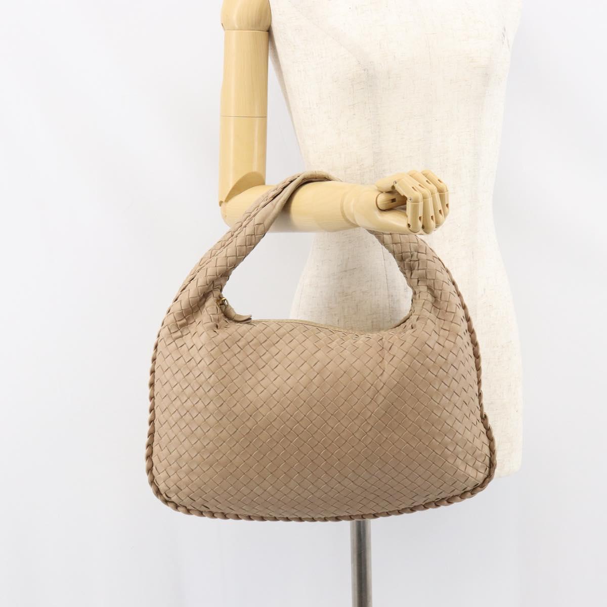 BOTTEGA VENETA INTRECCIATO Hobo Shoulder Bag Leather Beige 115653 Auth ep12202