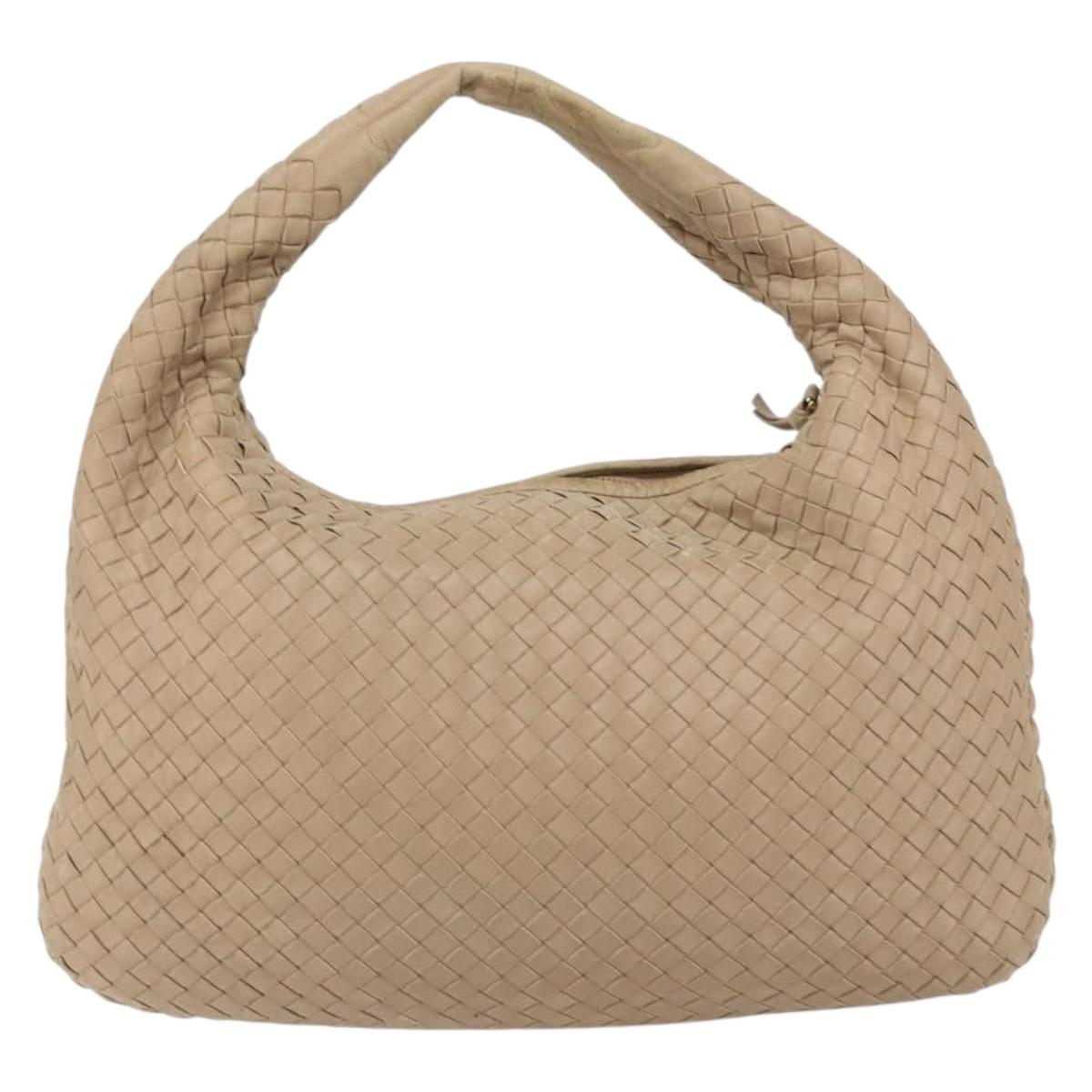 BOTTEGA VENETA INTRECCIATO Hobo Shoulder Bag Leather Beige 115653 Auth ep12202