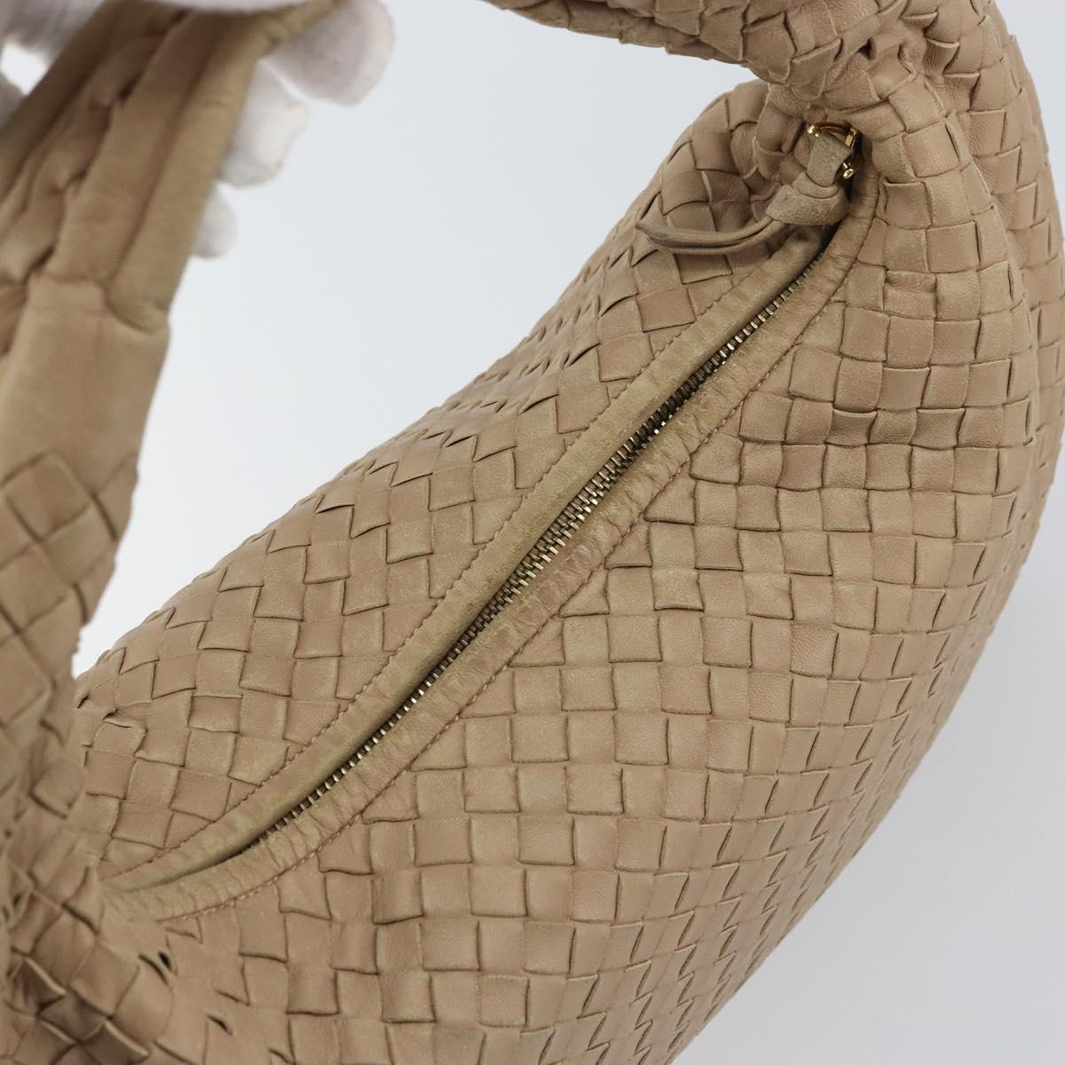 BOTTEGA VENETA INTRECCIATO Hobo Shoulder Bag Leather Beige 115653 Auth ep12202