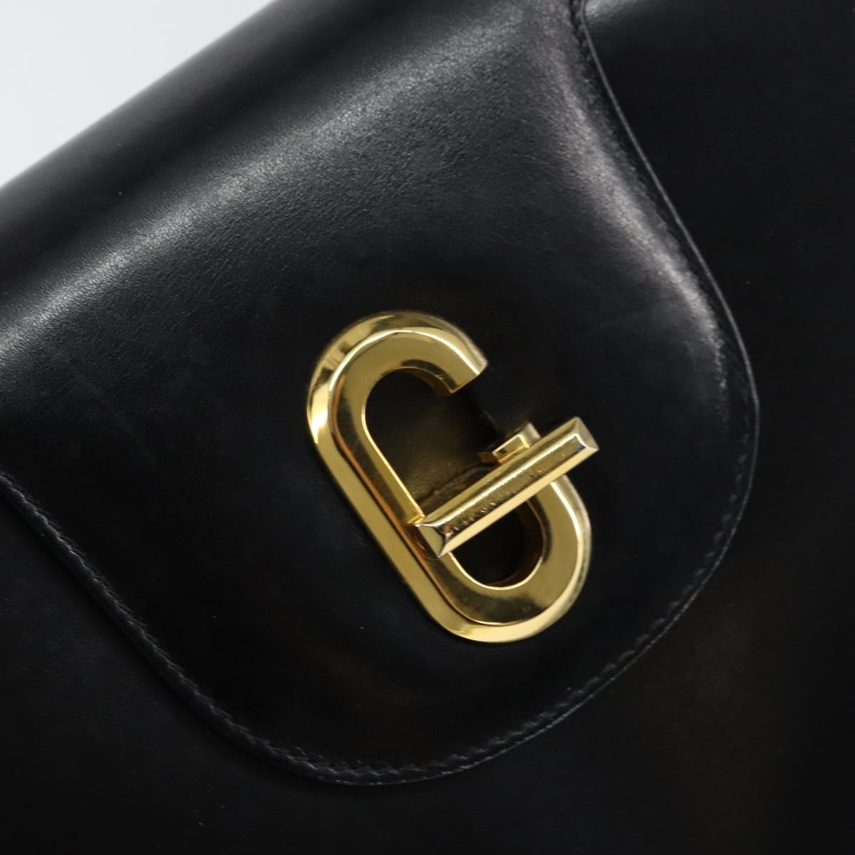 GUCCI Hand Bag Leather Black Gold 406 000 1080 Auth ep12203
