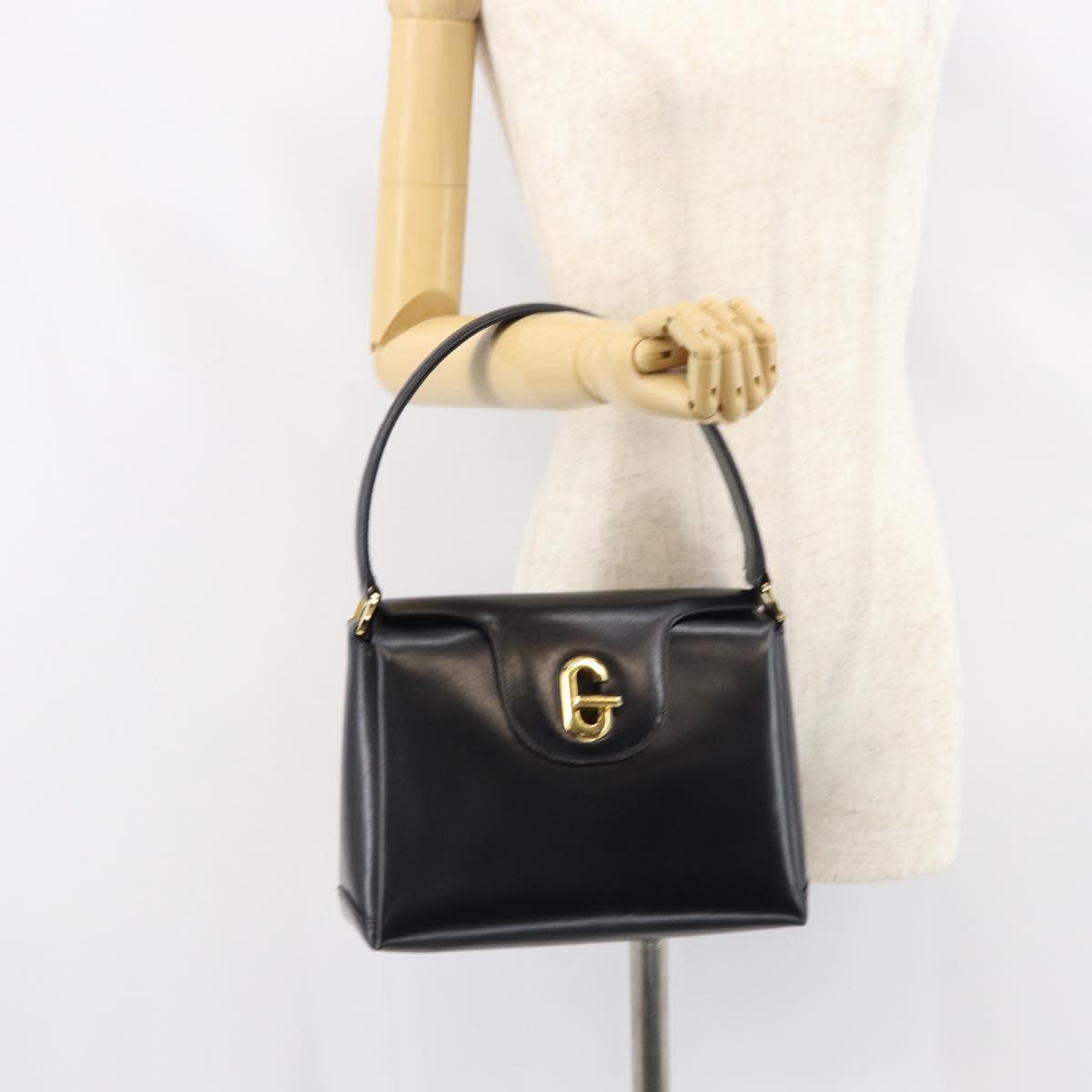 GUCCI Hand Bag Leather Black Gold 406 000 1080 Auth ep12203