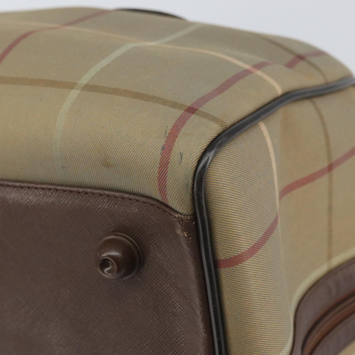 Burberrys Nova Check Boston Bag Canvas Beige Gold Auth ep12208