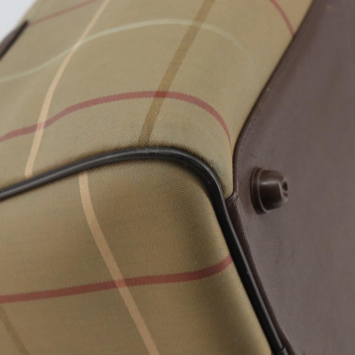 Burberrys Nova Check Boston Bag Canvas Beige Gold Auth ep12208