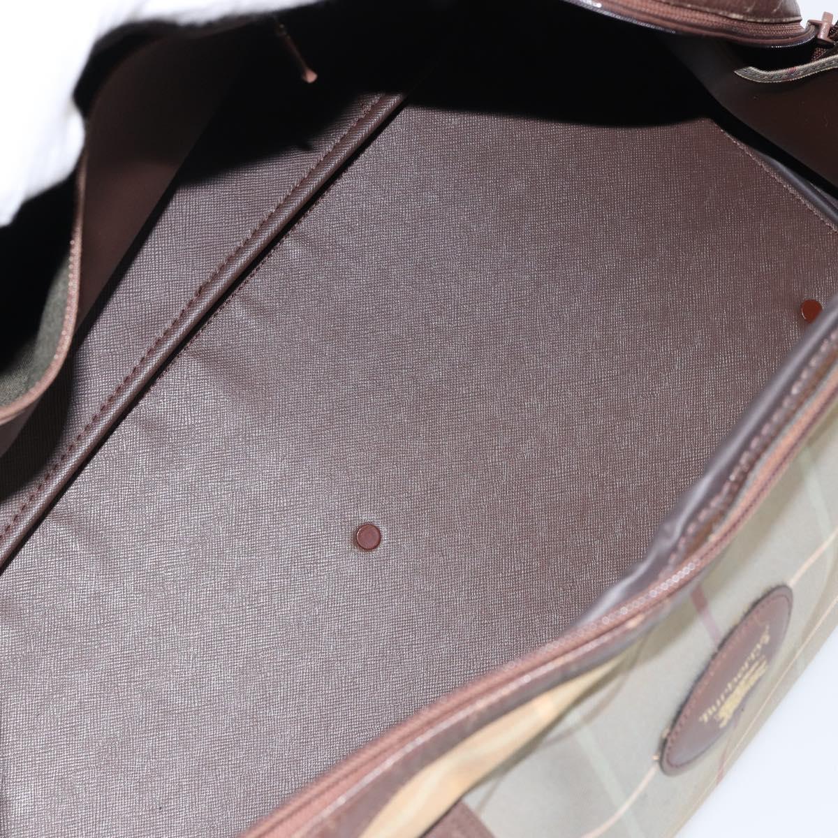 Burberrys Nova Check Boston Bag Canvas Beige Gold Auth ep12208