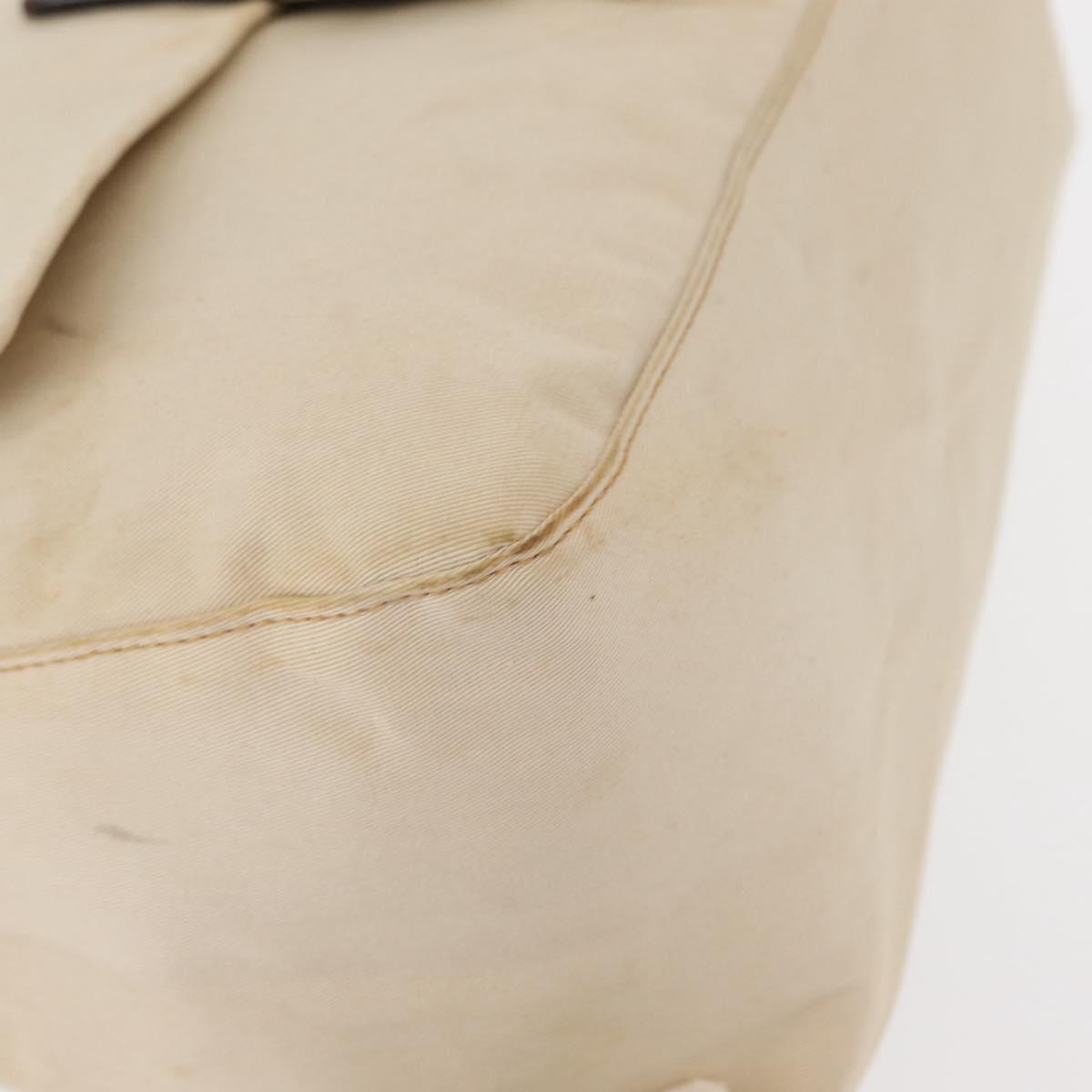 FENDI Mamma Baguette Shoulder Bag Canvas Beige Silver Auth ep12218