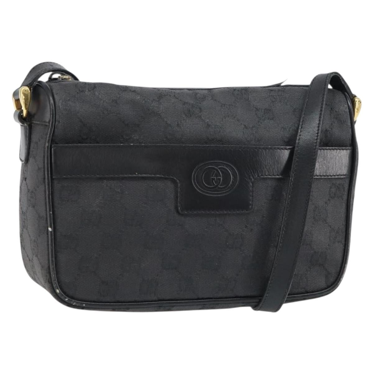GUCCI GG Canvas Shoulder Bag Black Gold 001 14 0412 Auth ep12224