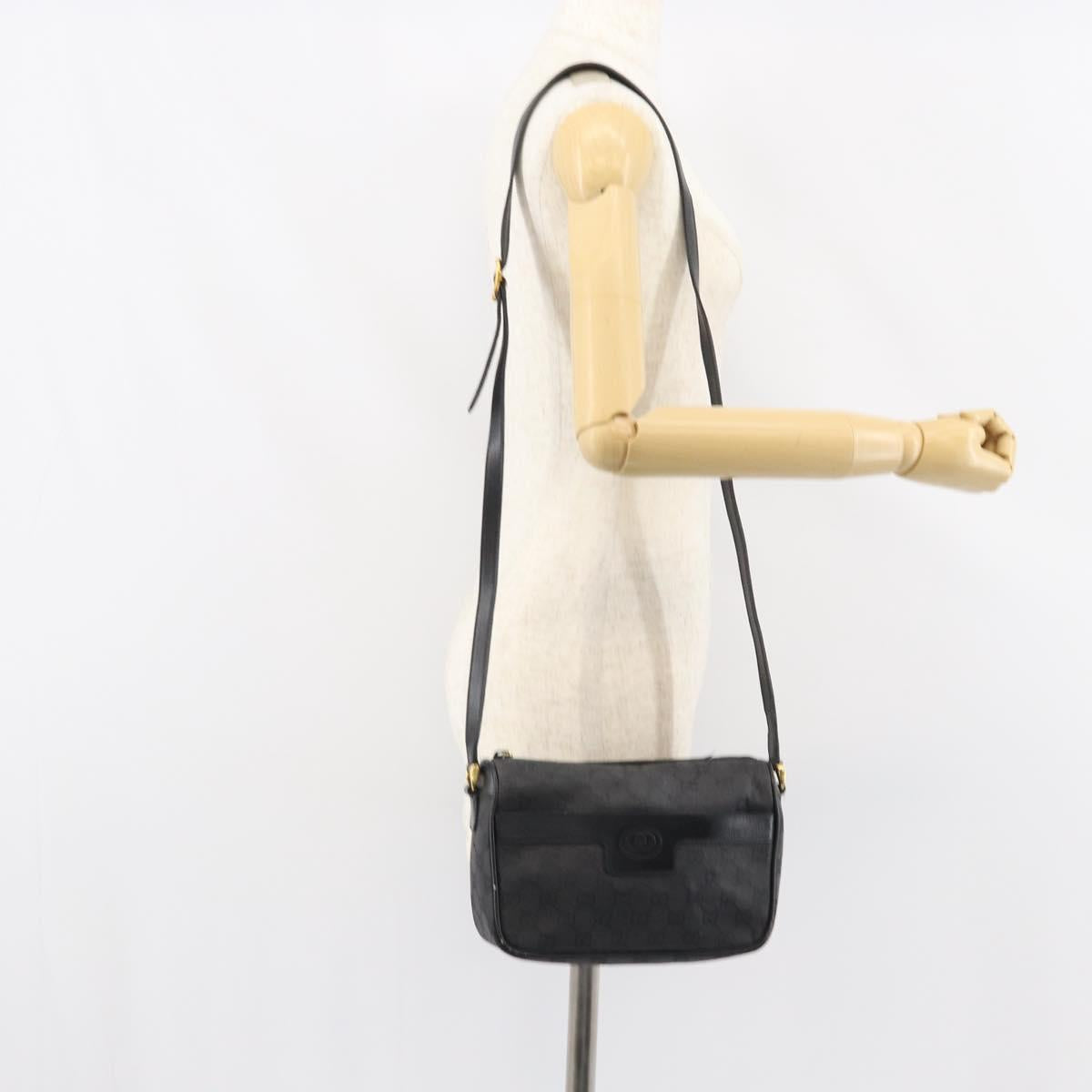 GUCCI GG Canvas Shoulder Bag Black Gold 001 14 0412 Auth ep12224