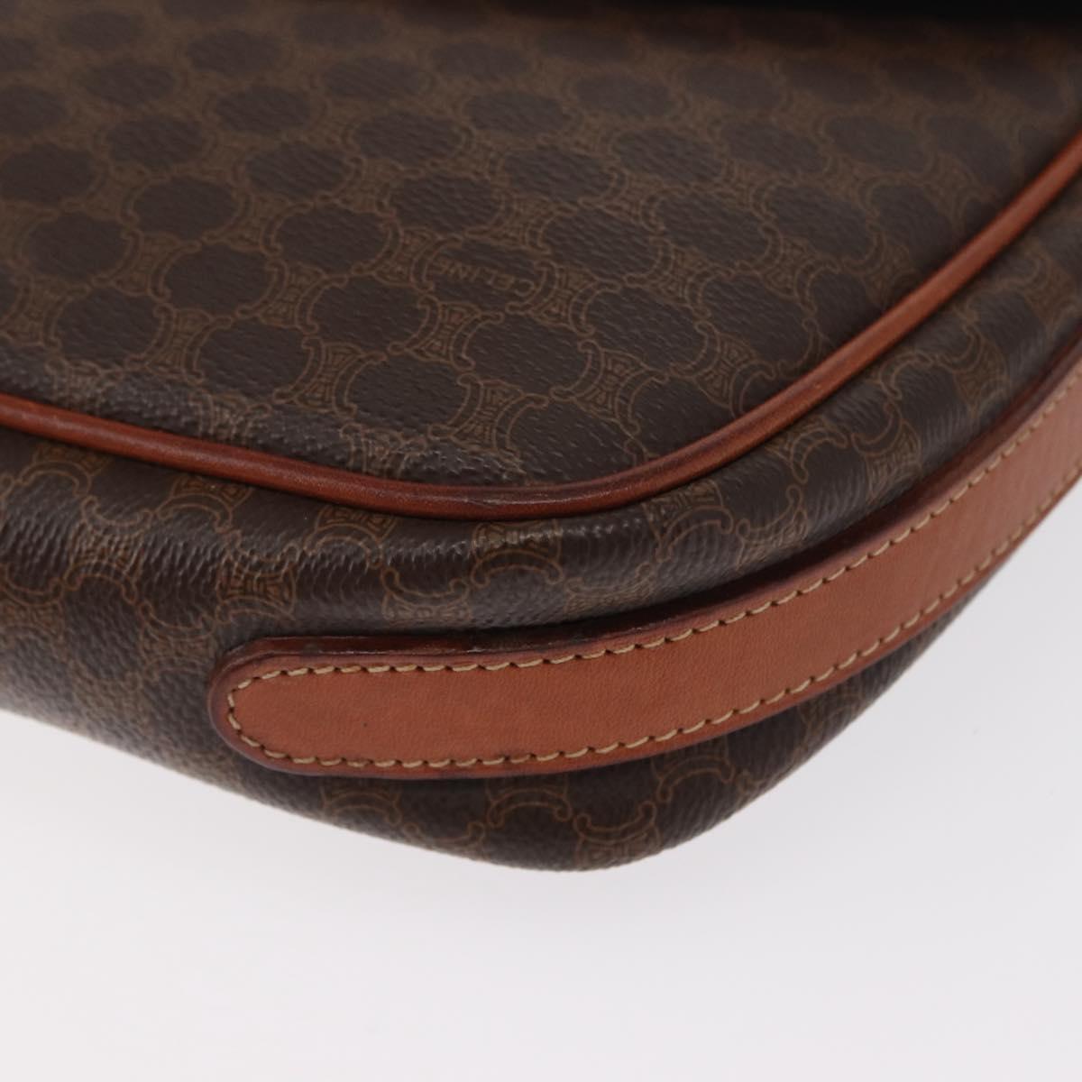 CELINE Macadam Canvas Shoulder Bag PVC Leather Brown Gold Auth ep12228