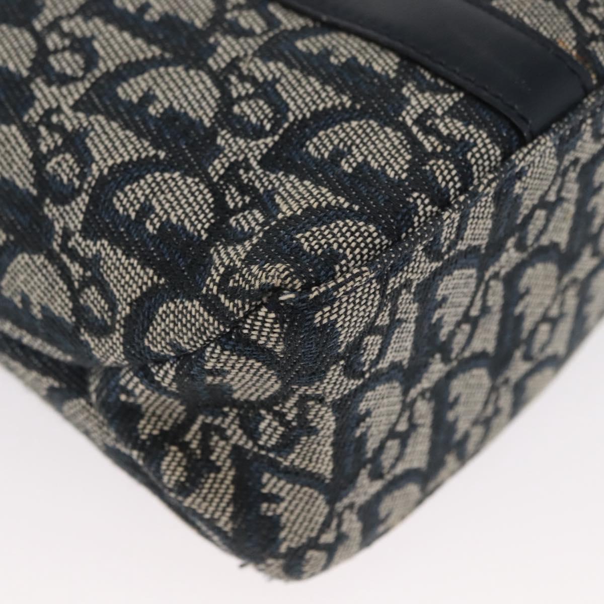 Christian Dior Trotter Canvas Hand Bag Navy Gold Auth ep12230