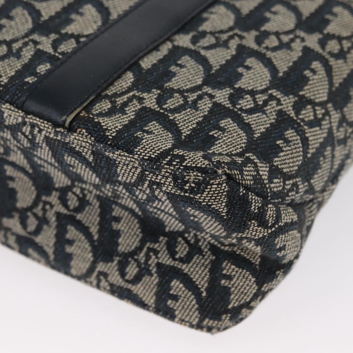 Christian Dior Trotter Canvas Hand Bag Navy Gold Auth ep12230
