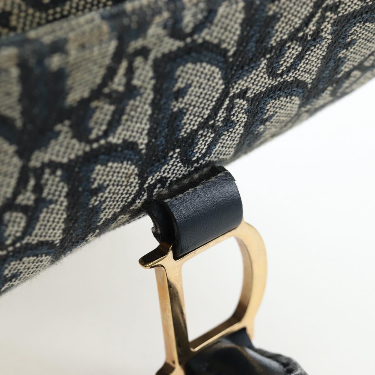 Christian Dior Trotter Canvas Hand Bag Navy Gold Auth ep12230