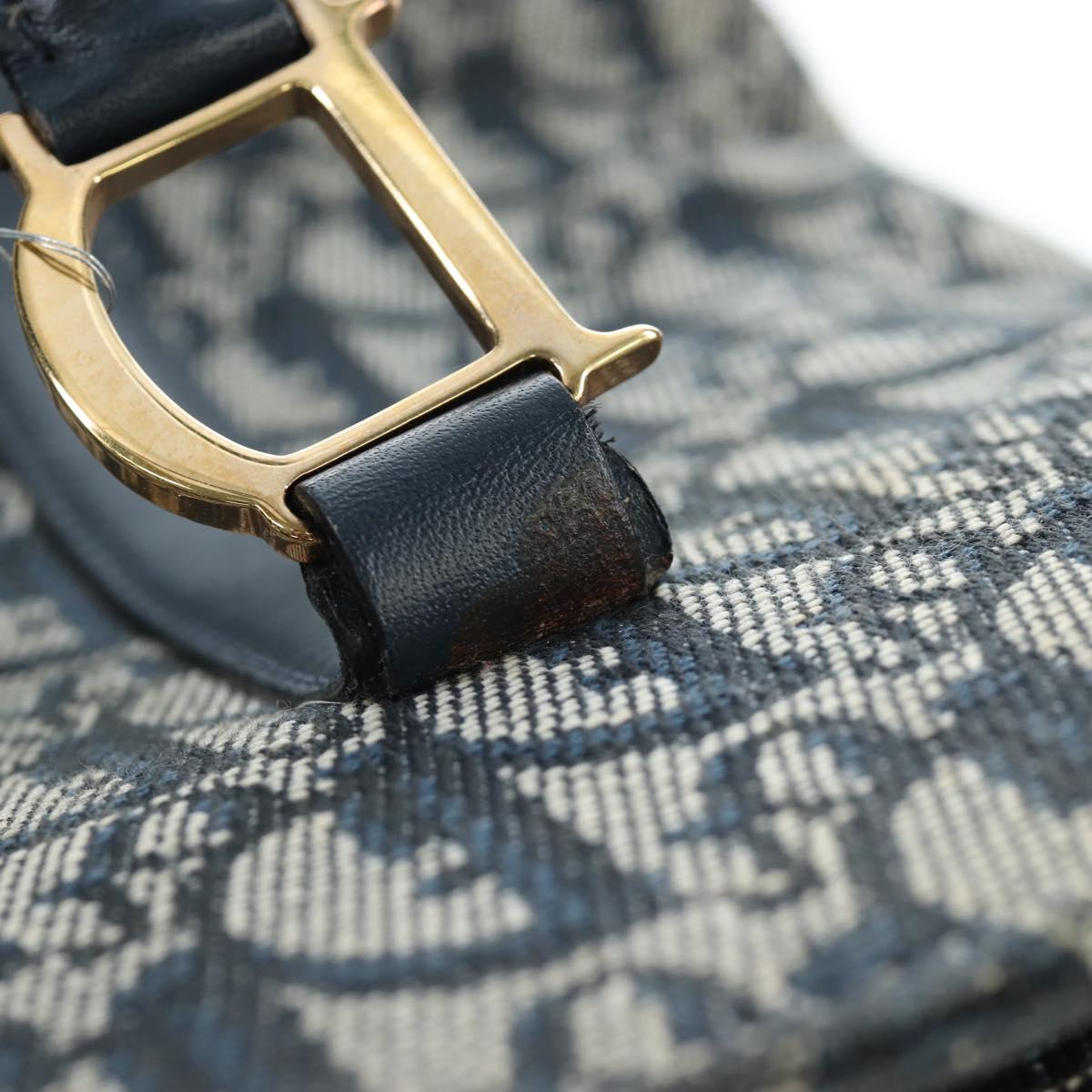 Christian Dior Trotter Canvas Hand Bag Navy Gold Auth ep12230