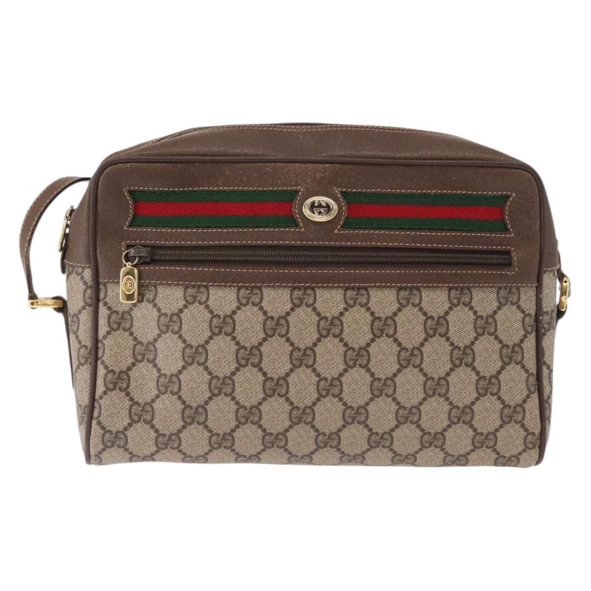 GUCCI GG Supreme Web Sherry Line Bag PVC Beige Gold 56 02 088 Auth ep12231