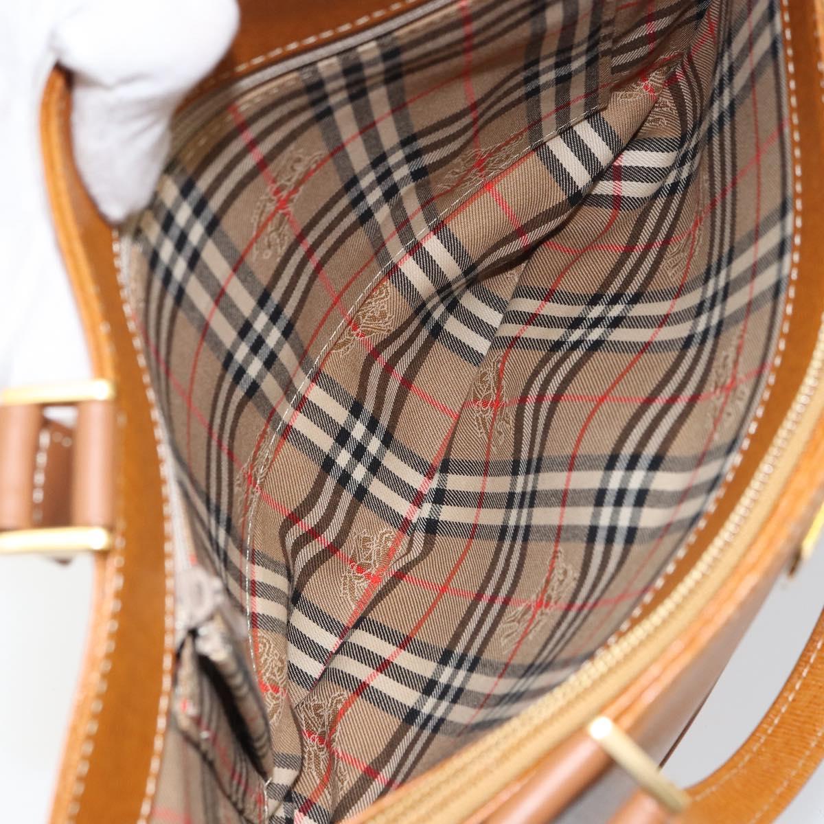 BURBERRY Tote Bag Leather Brown Gold Auth ep12232