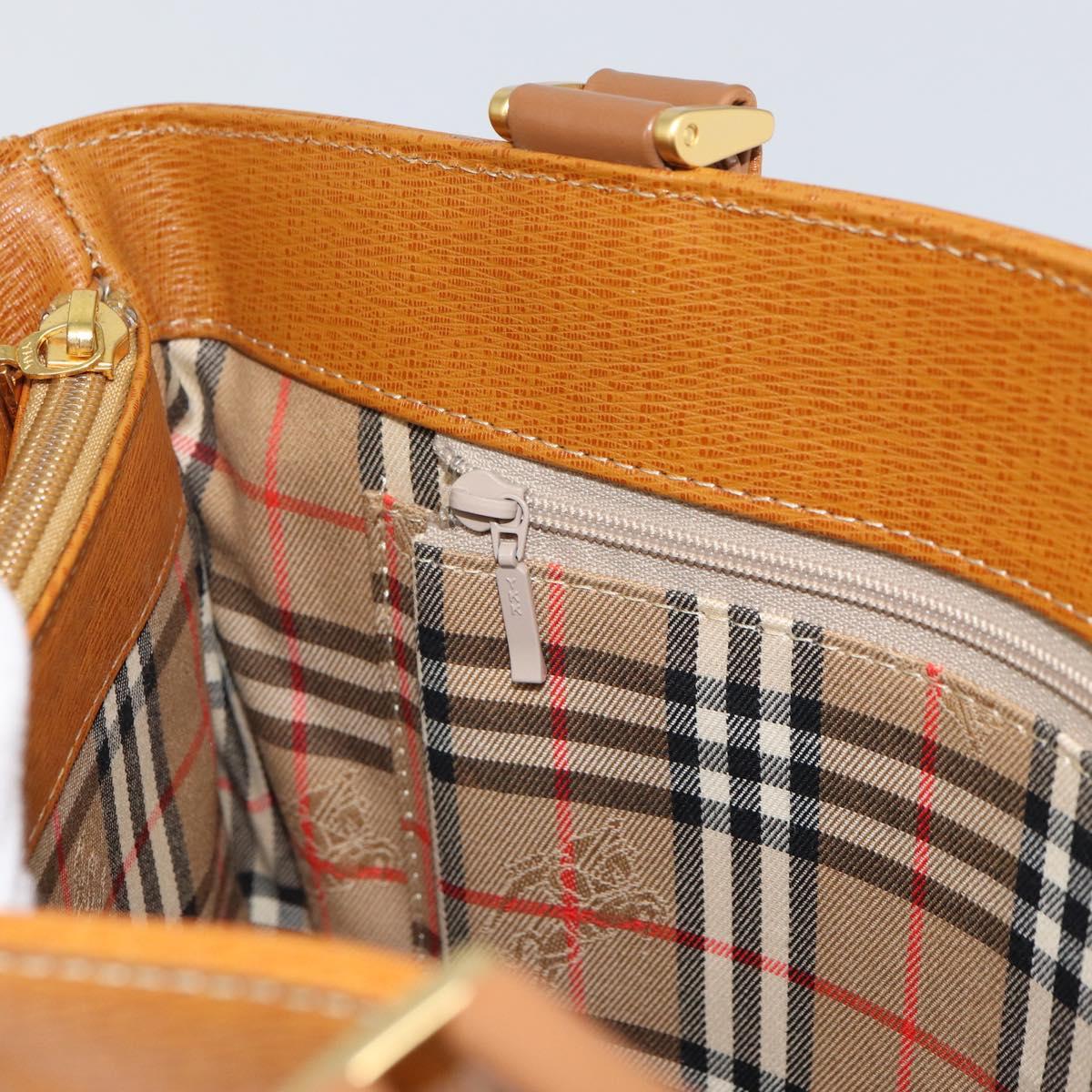 BURBERRY Tote Bag Leather Brown Gold Auth ep12232