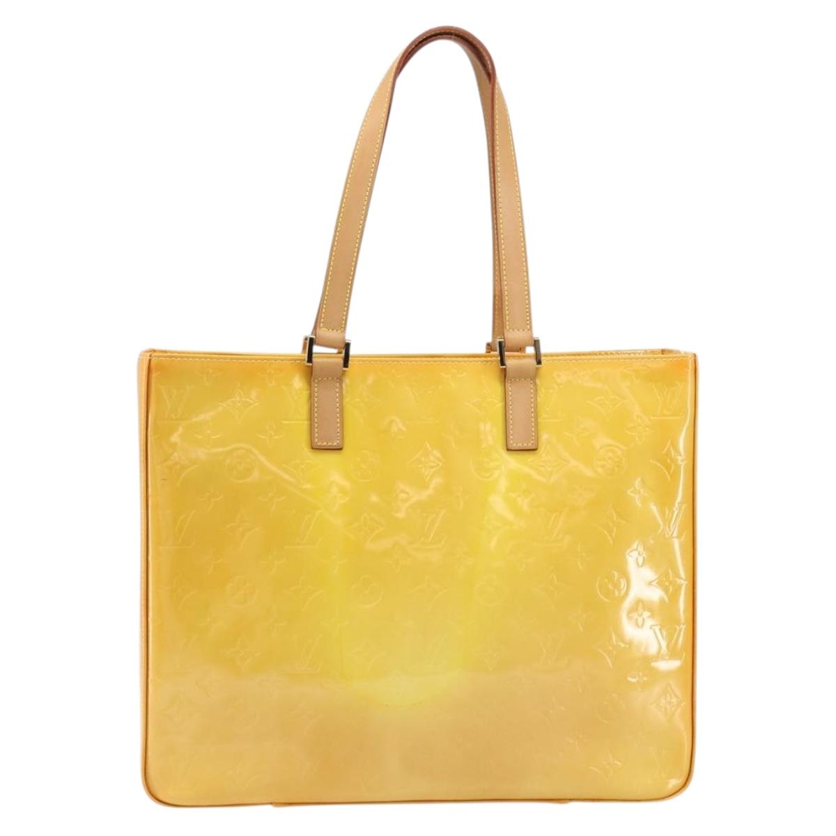 LOUIS VUITTON Monogram Vernis Columbus Tote Bag Lime Yellow M91047 Auth ep12233