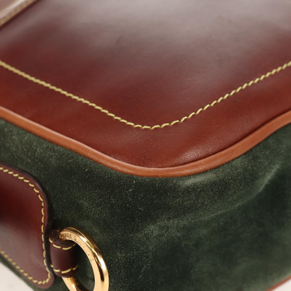LOEWE Anagram Shoulder Bag Leather Suede Brown Gold Auth ep12235