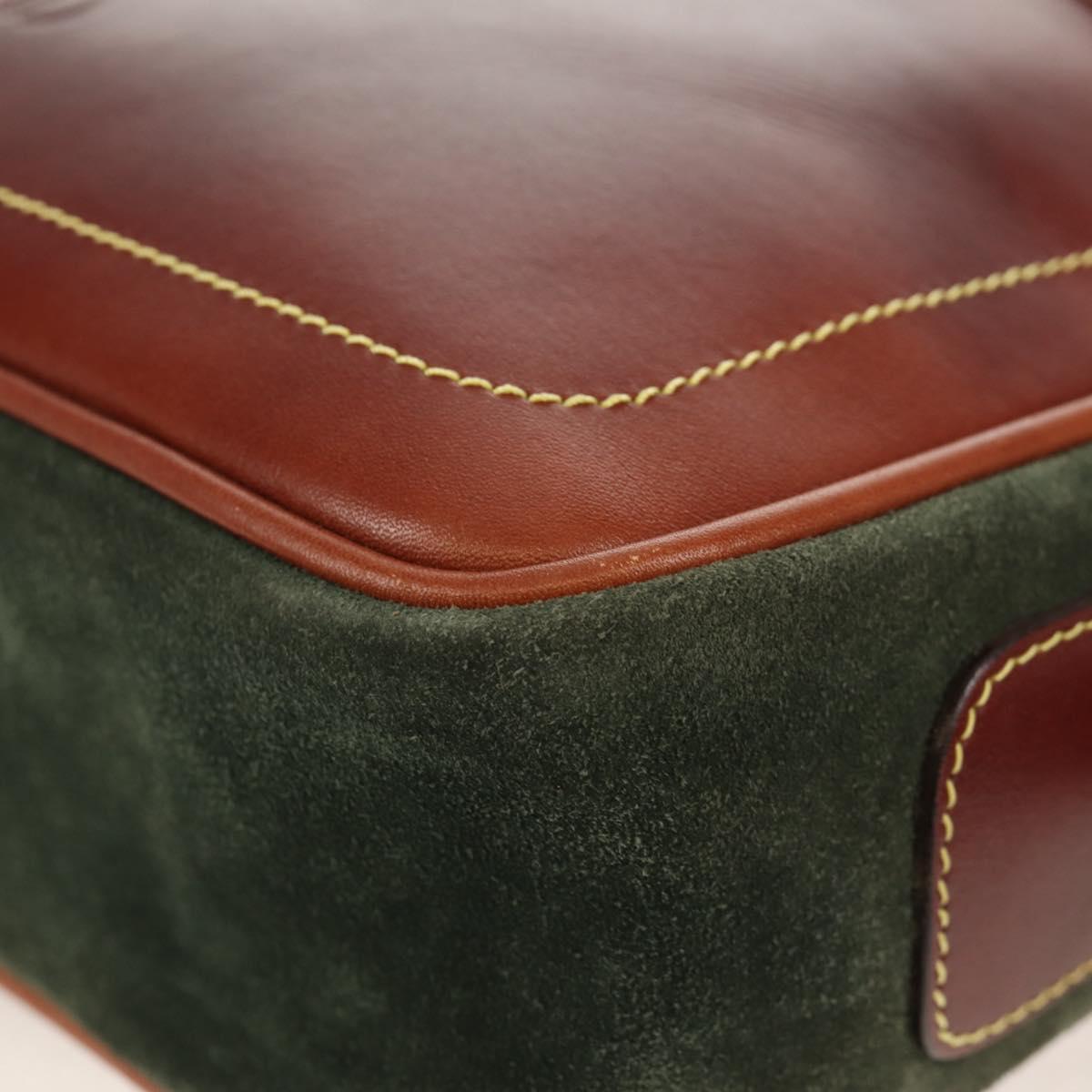 LOEWE Anagram Shoulder Bag Leather Suede Brown Gold Auth ep12235